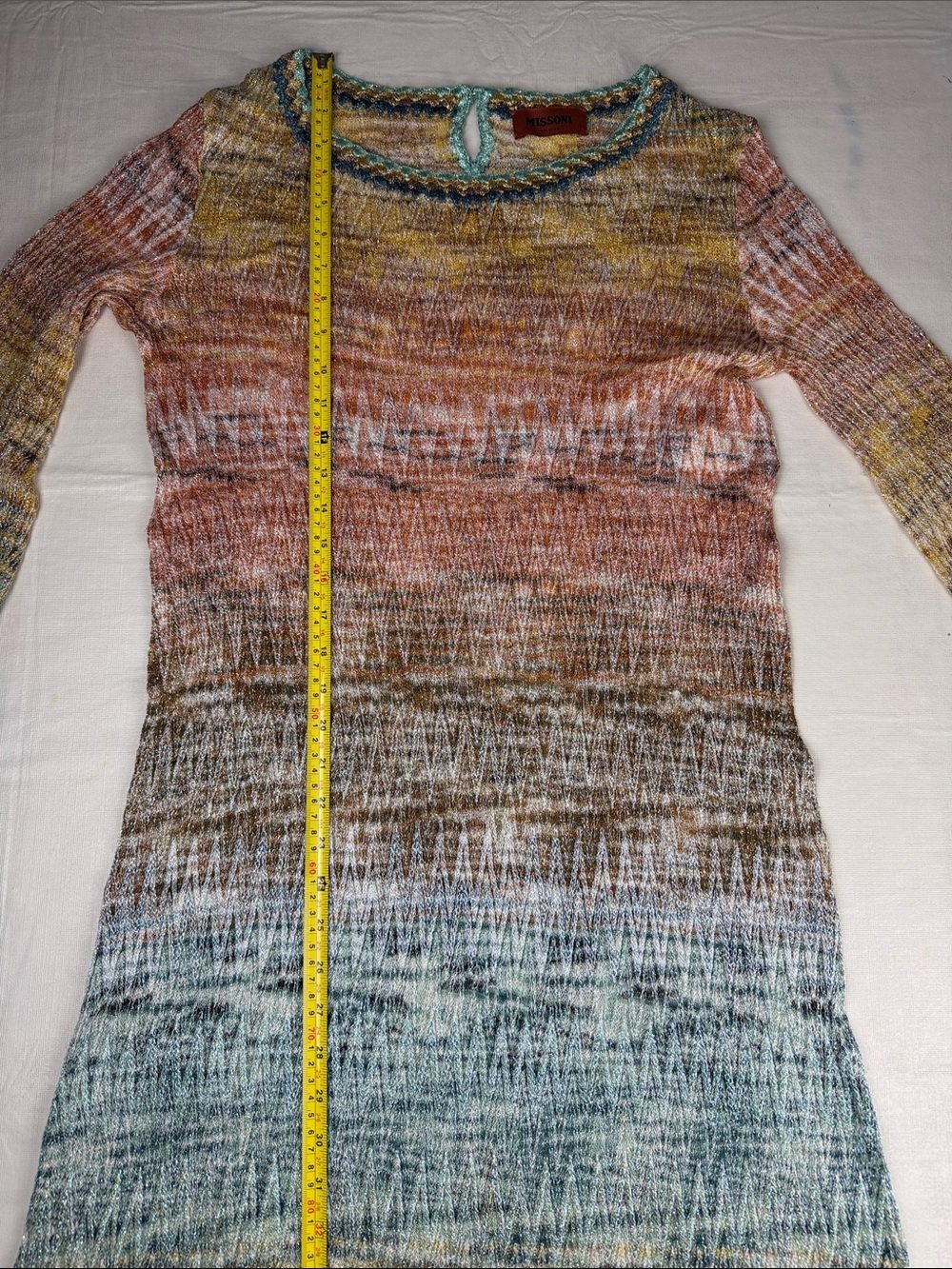 Missoni Multicolor Ombre Scoop-Neck Knit Long Sleeve Maxi Dress Size 42 - Picture 8 of 16
